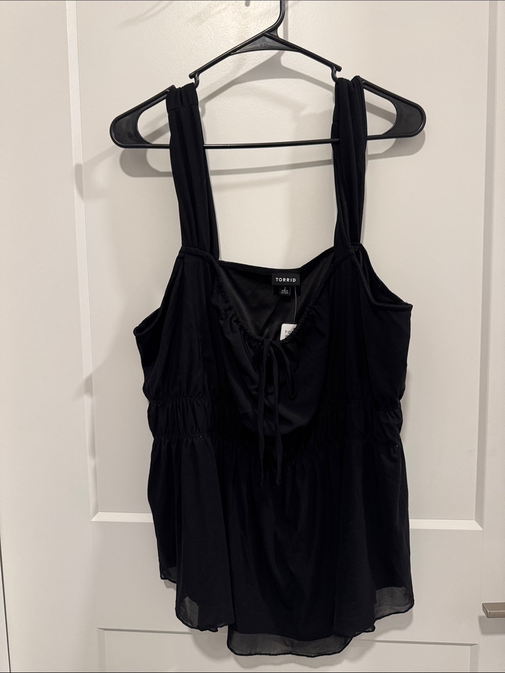 Torrid Black Tie-Front Peplum Camisole size 2